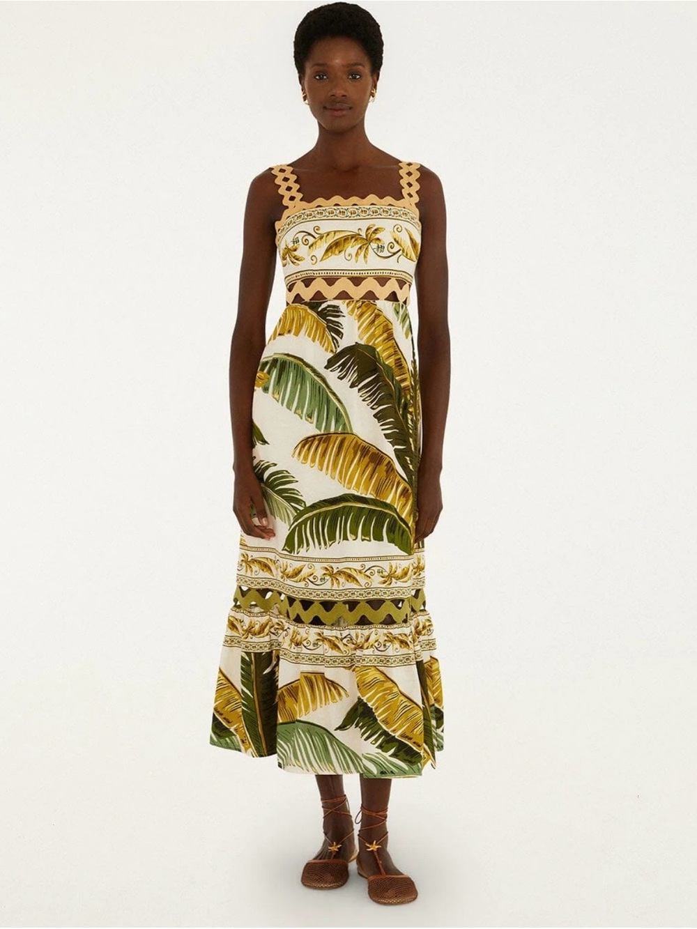 🌴🌴NWT Farm Rio Ric Rack Palm Tree Dress Sz Large Tuckernuck - Picture 2 of 6